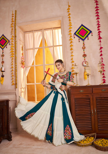 Multi Color Viscose Cotton Multi Color Navratri Lehenga Choli