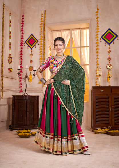 Festive Viscose Cotton Multi Color Navratri Lehenga Choli