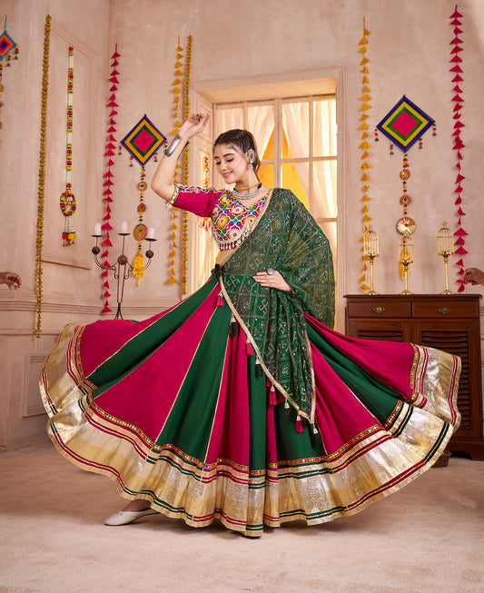 Festive Viscose Cotton Multi Color Navratri Lehenga Choli