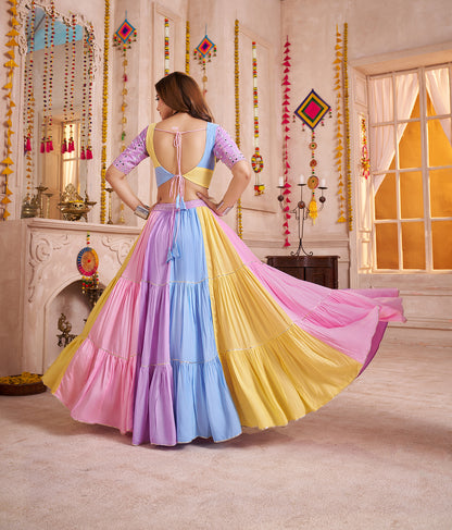 Gorgeous Multi Color Viscose Cotton Kutchi Patch Work Navratri Lehenga Choli