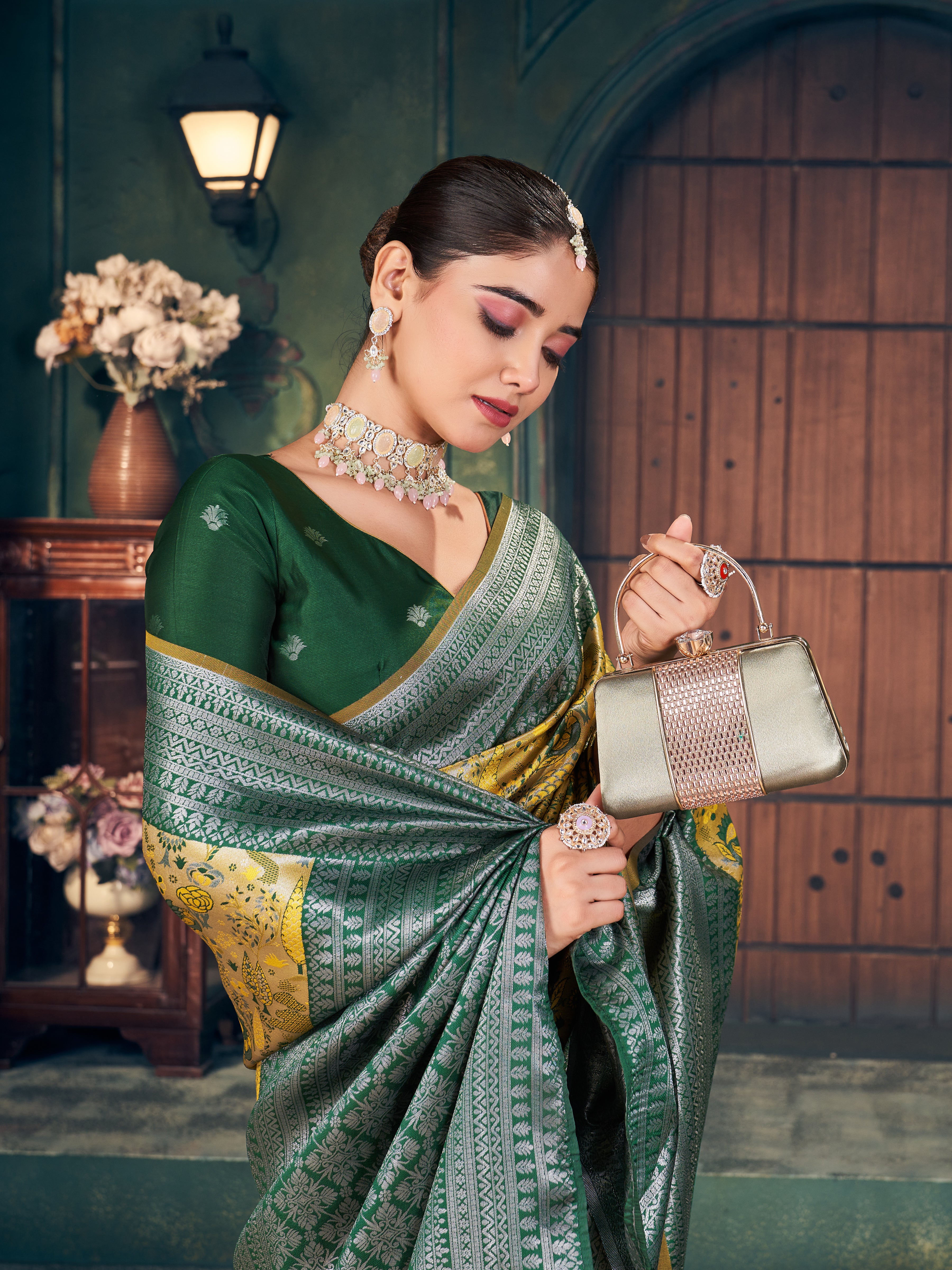 Yellow Soft Banarasi Silk With Gold Zari Weaving With Zhallar Saree With Blouse Piece