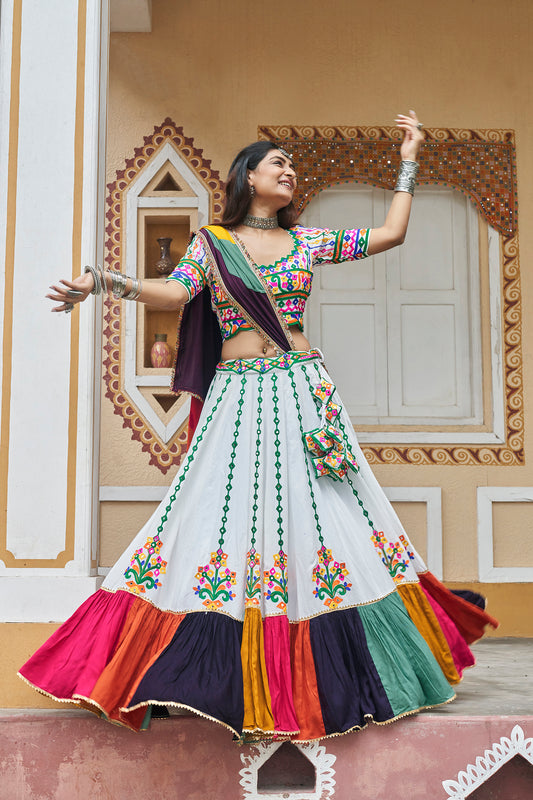 Garba Special White & Green Navratri Chaniya Choli Collection