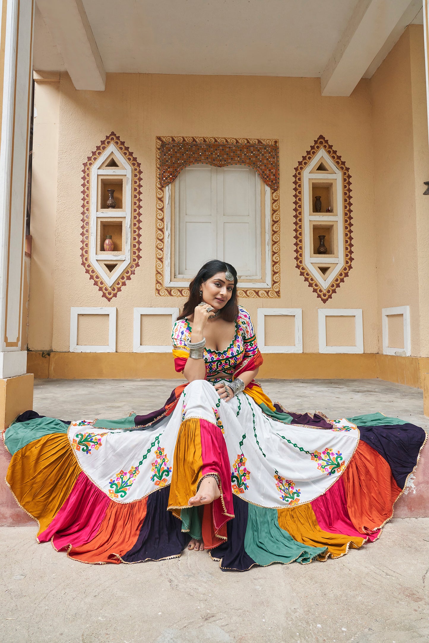 Garba Special White & Green Navratri Chaniya Choli Collection