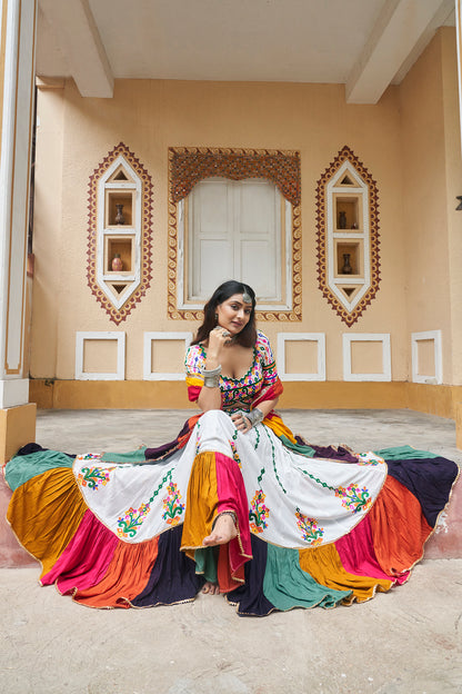 Garba Special White & Green Navratri Chaniya Choli Collection