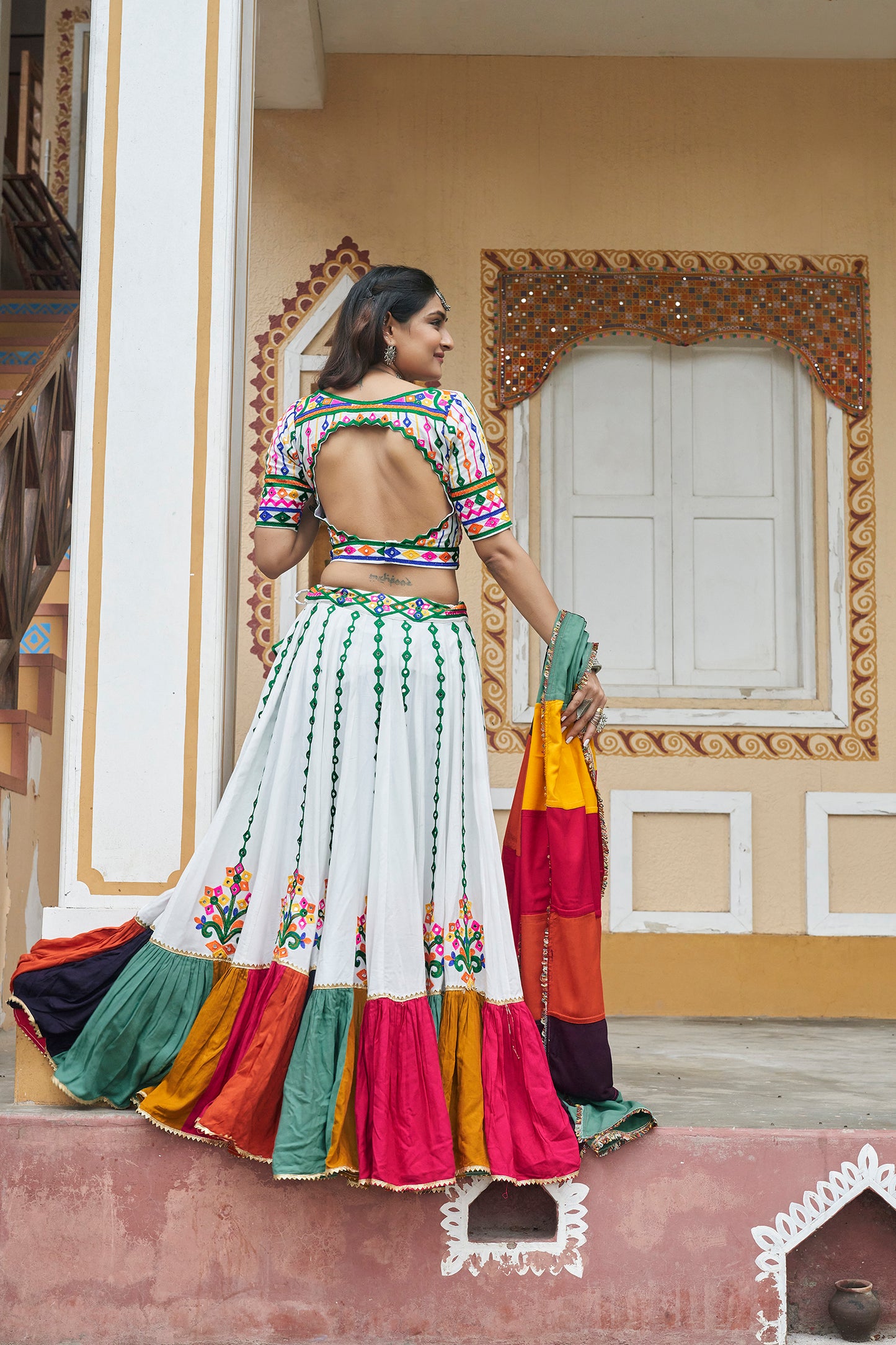 Garba Special White & Green Navratri Chaniya Choli Collection