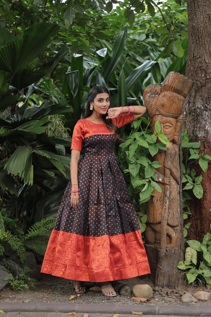 Black  Banarasi Jacquard Silk With Texture Designer Weaving Design Gown