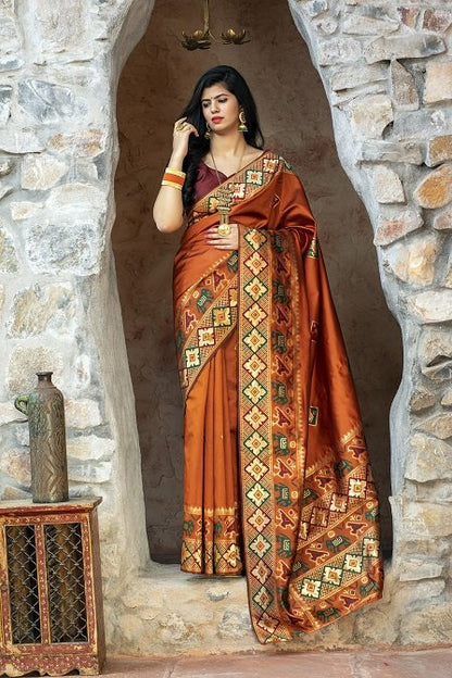 Orange Patola Silk Saree Collection