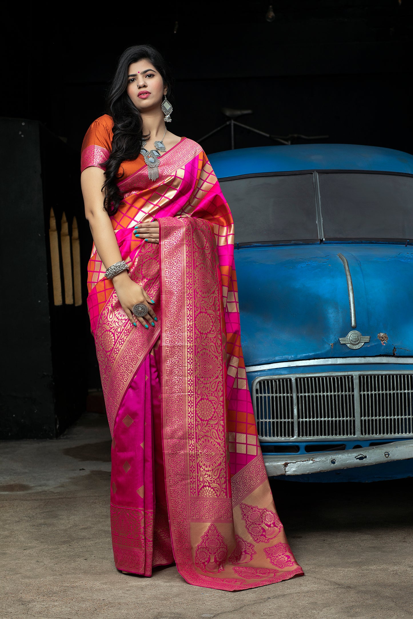 Pink Color Pretty Pink Banarasi Weaving Silk Wedding Wear Saree