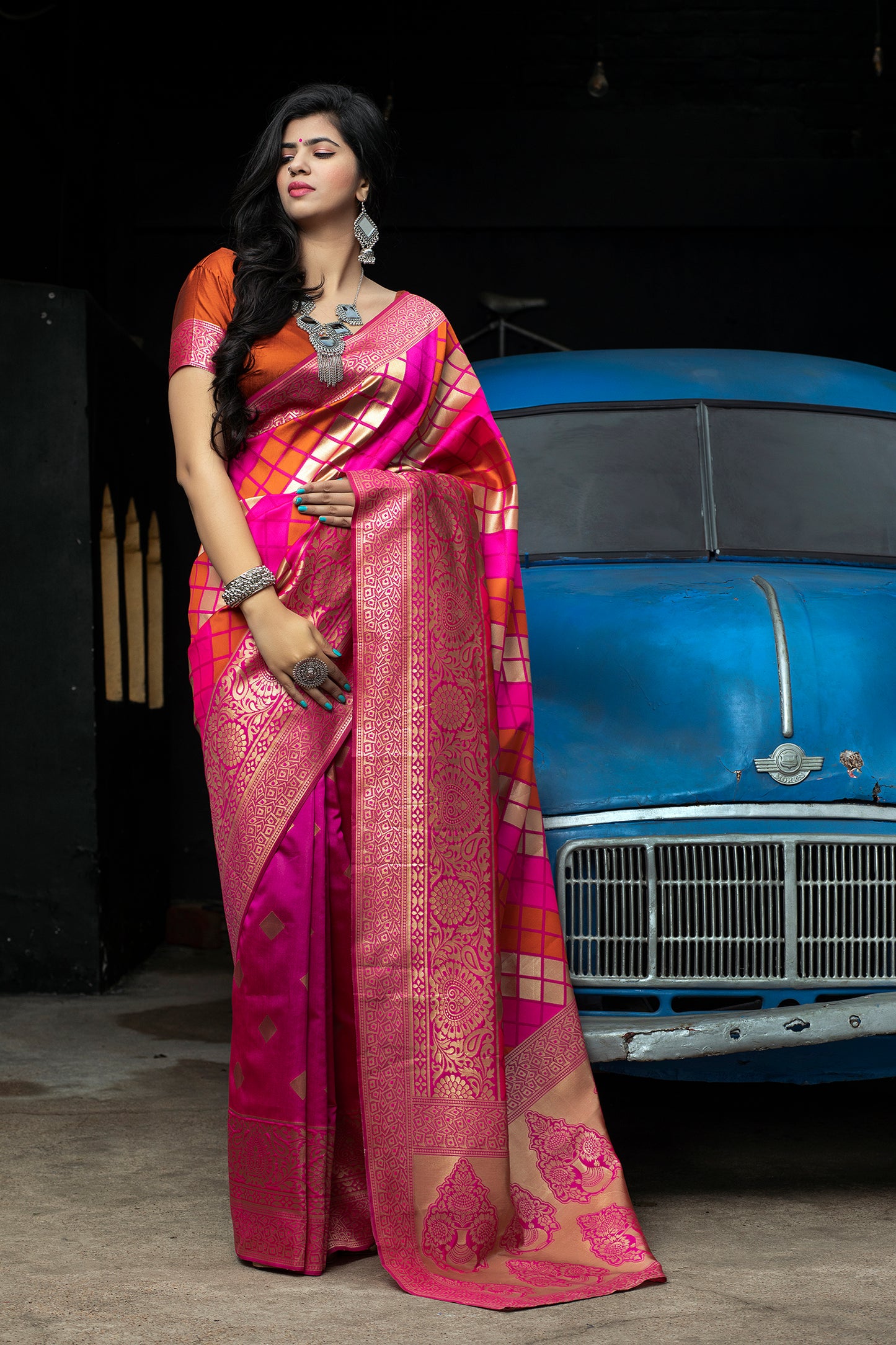 Pink Color Pretty Pink Banarasi Weaving Silk Wedding Wear Saree