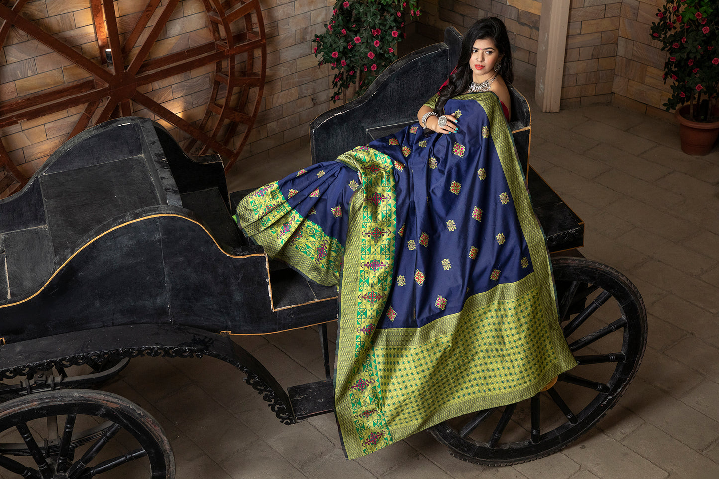 Navy Color Beautifully Designed Banarasi Weaving Silk Saree For Women