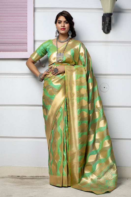 Green Banarasi Weaving Silk Exclusive Saree