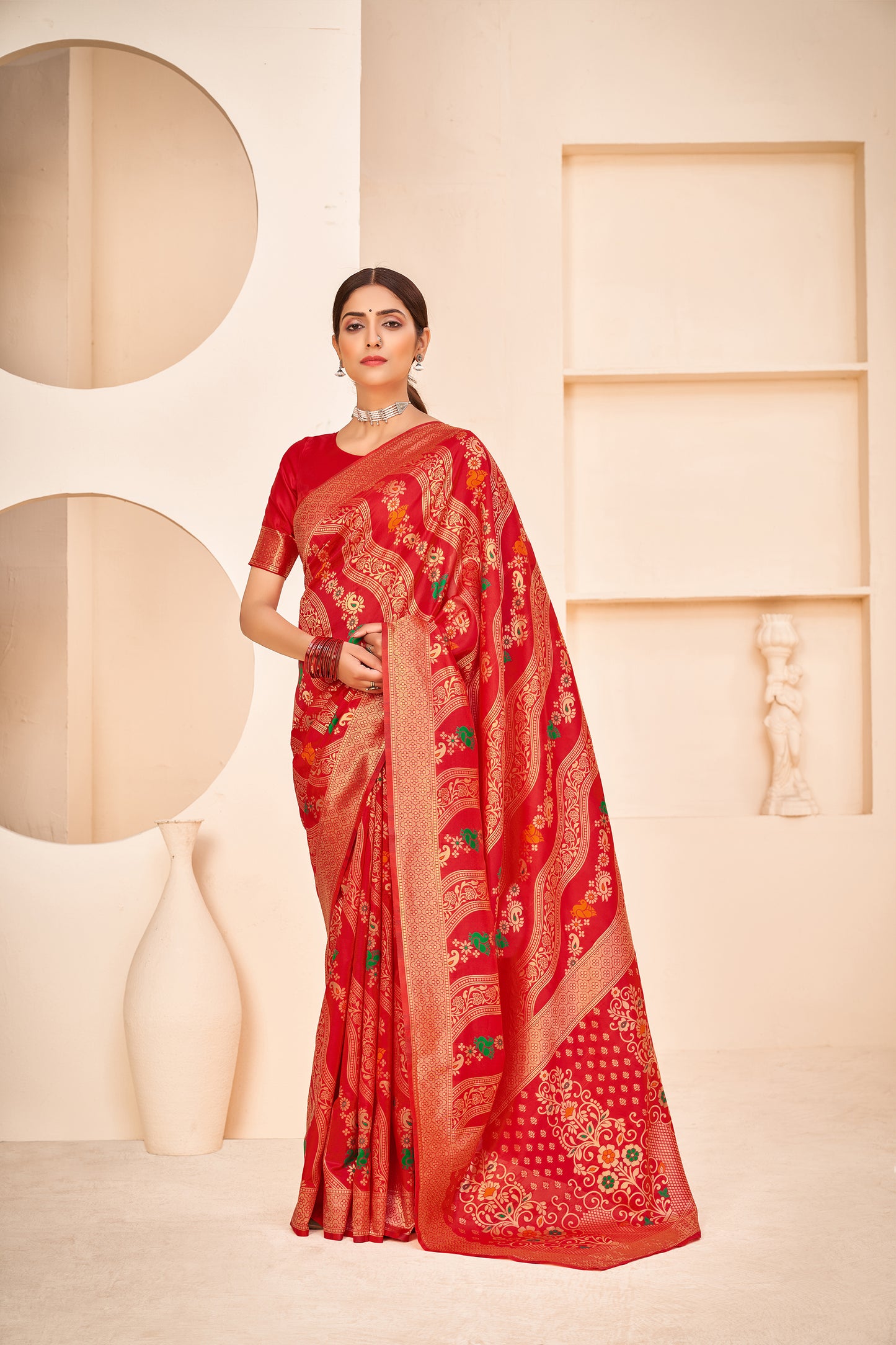 Red Color Beautiful Banarasi Silk With Patola Weaving Silk Saree