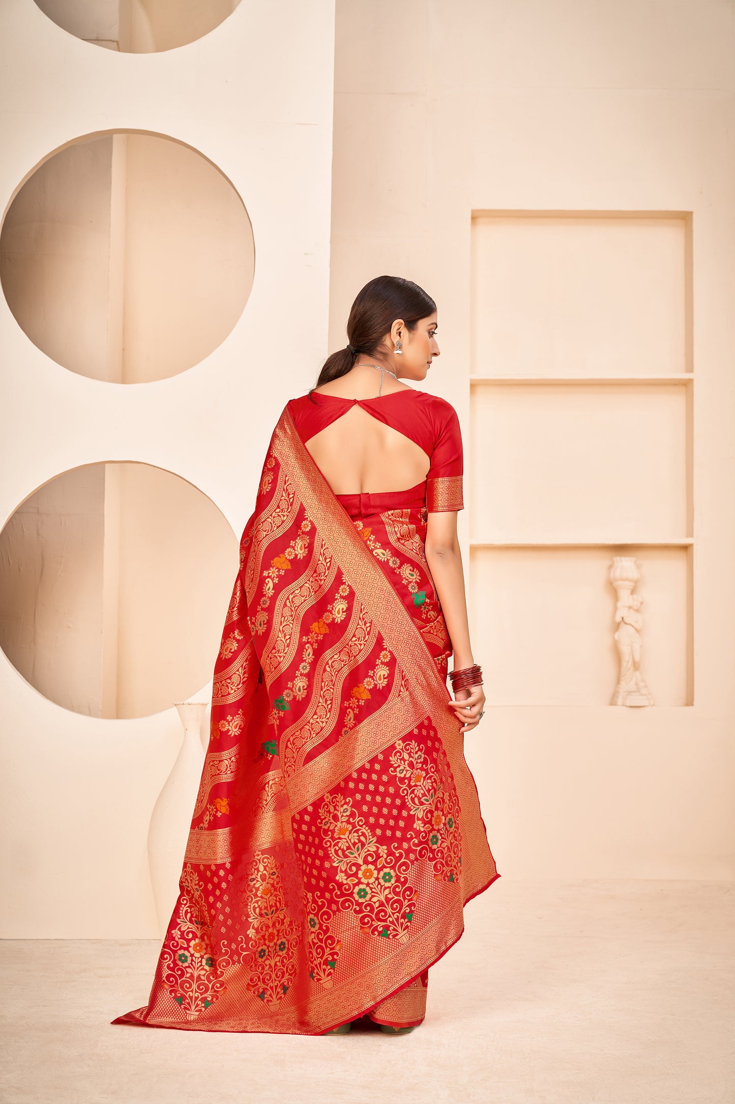 Red Color Beautiful Banarasi Silk With Patola Weaving Silk Saree