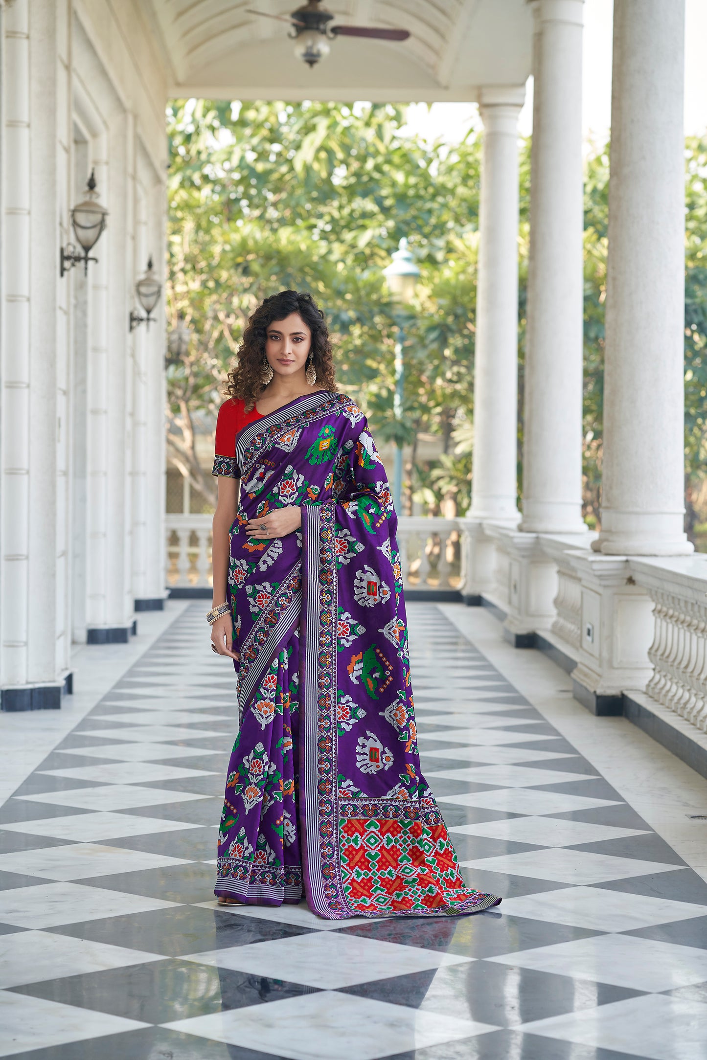 Wine Color Fancy Wear Patola Weaving SIlk Saree Collection