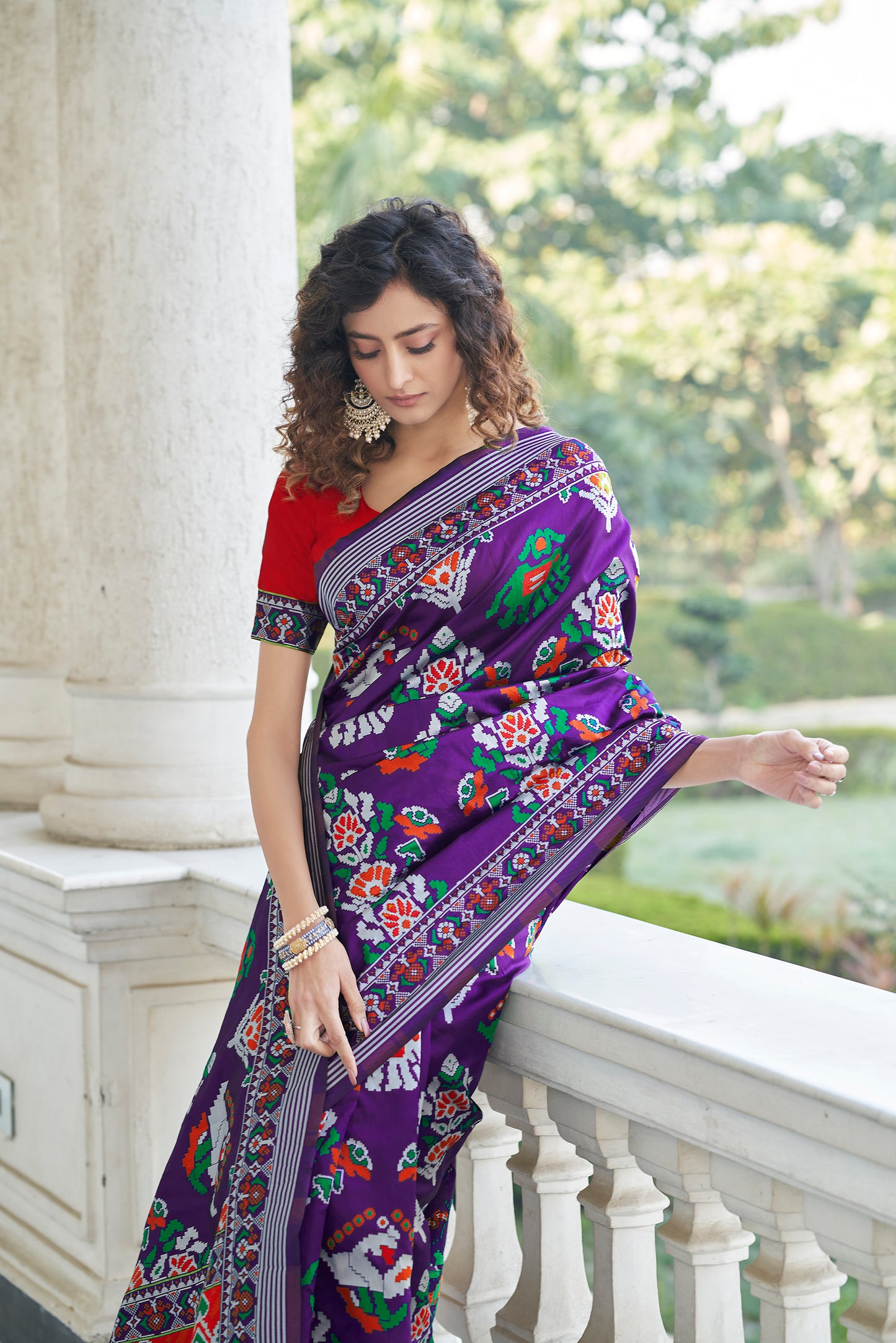 Wine Color Fancy Wear Patola Weaving SIlk Saree Collection