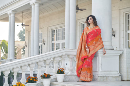 Pink Soft Banarasi With Zari Weaving Silk Saree