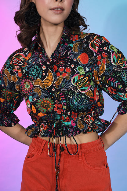 Multi Color Collar Pattern Self Design Beautiful Top