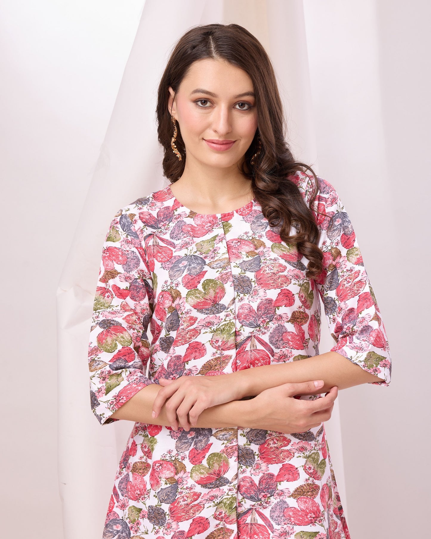 Glamorous Pink Digital Printed Cotton Top Palazzo Co-Ord Set