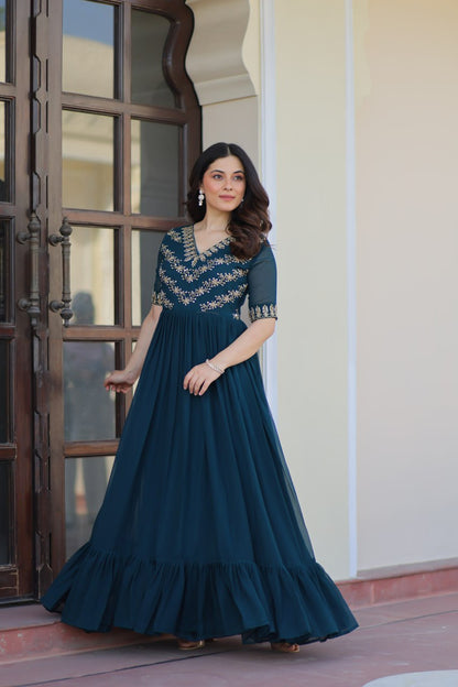 Rama Sequins Multithreaded Beads Embroidered Work Gown