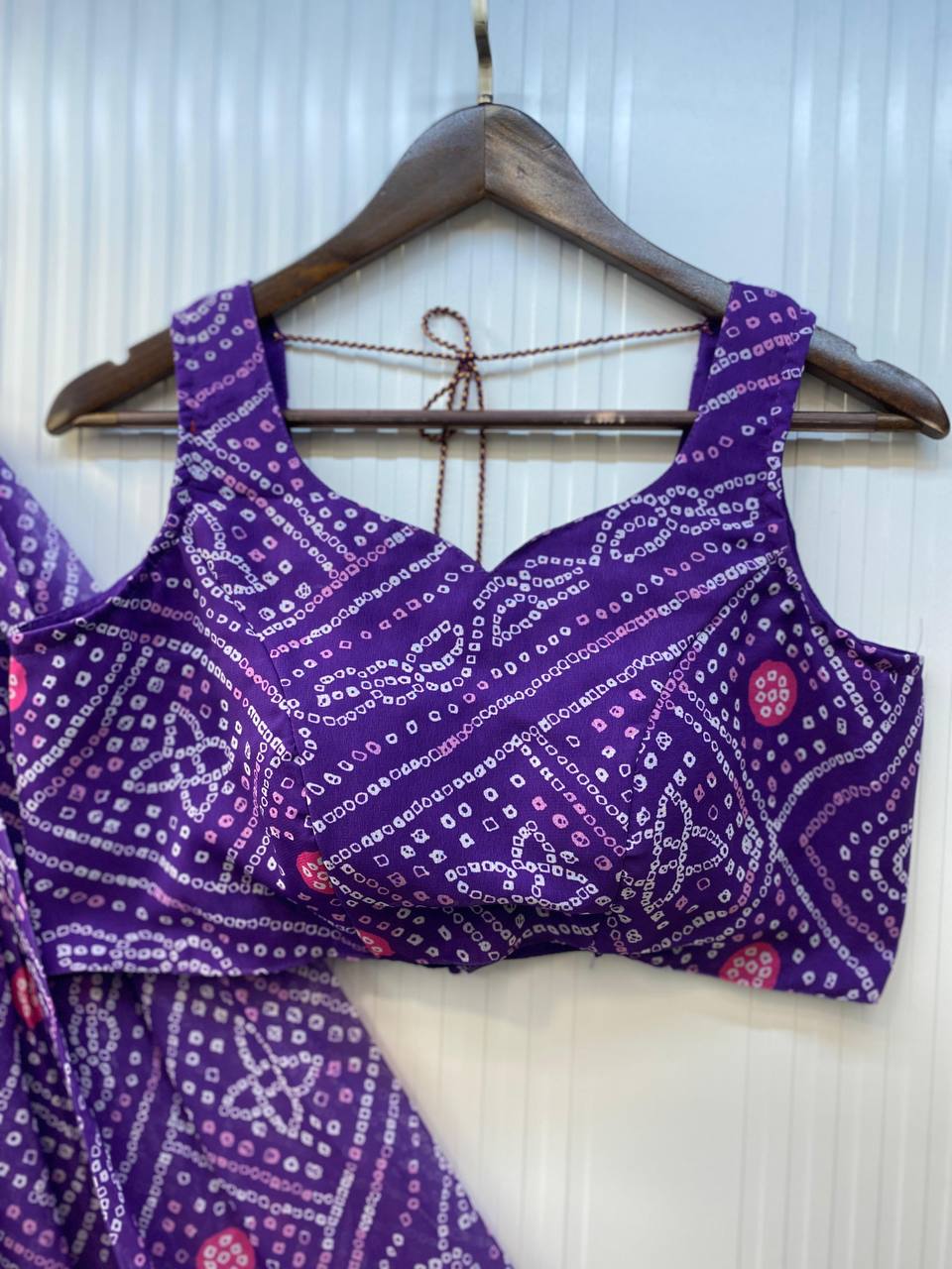 Lavender Exclusive Bandhani Printed Georgette Navaratri Lehenga Choli