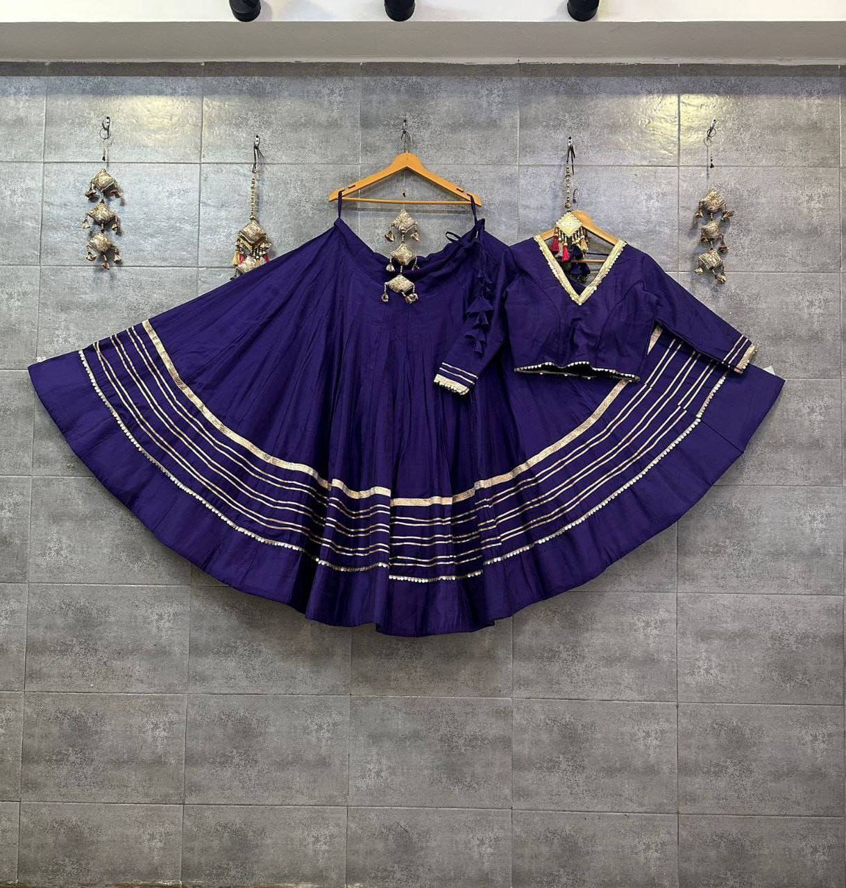 Purple Navratri chaniya choli Rayon cotton gota patti work
