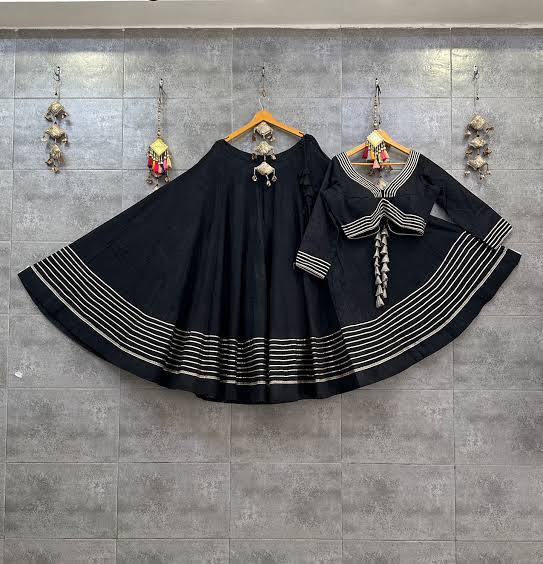 Black Navratri chaniya choli Rayon cotton silver gota patti work
