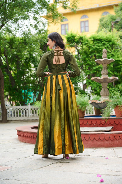 Mehendi Multicolor Kutchi Gamthi Embroidered Work Navratri Lehenga Choli