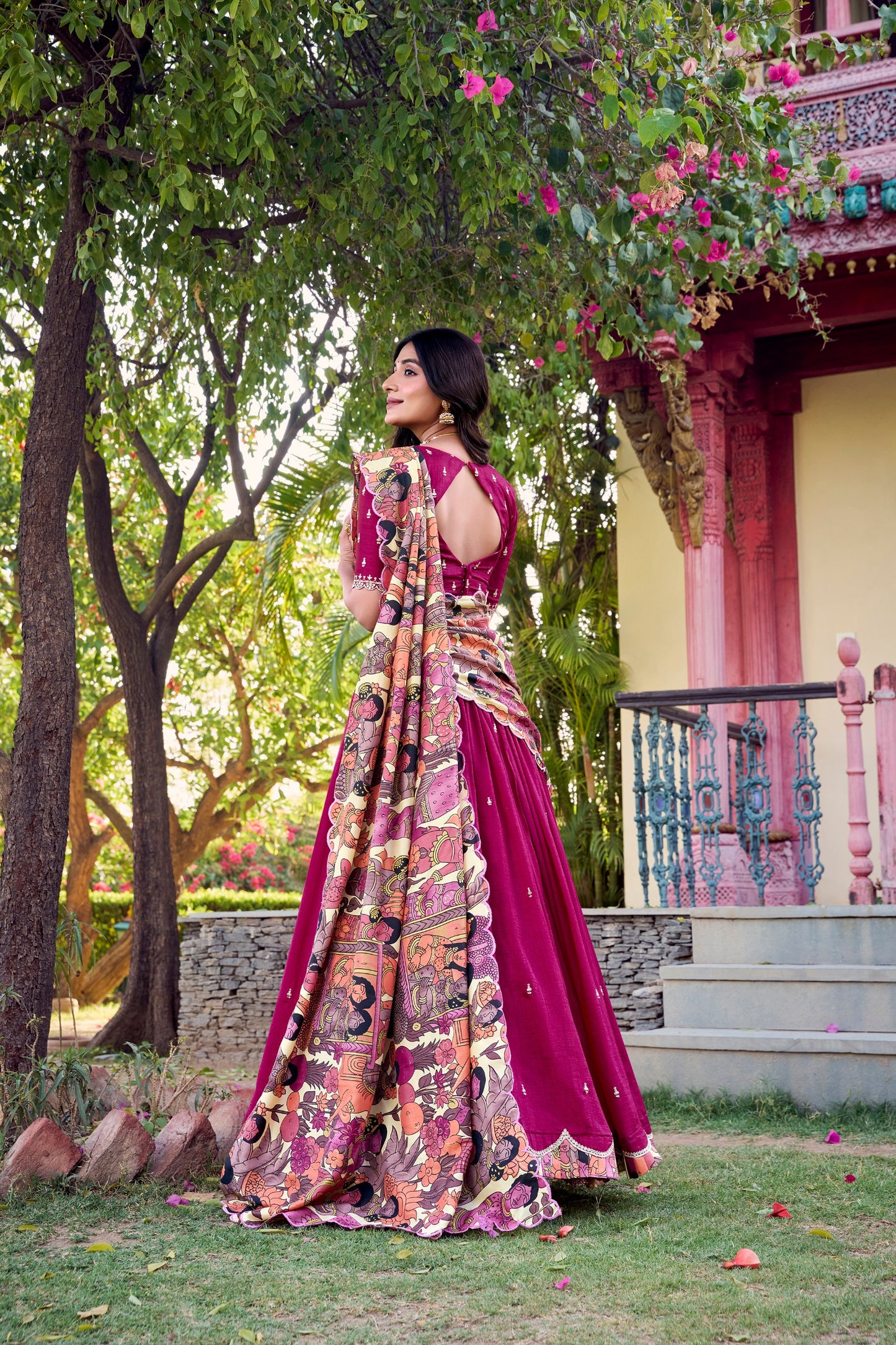 Pink Vichitra Silk Sequins And Thread Embroidery Work Lehenga Choli