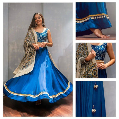 Blue Fancy Santoon With Kodi Lace Work Navratri Lehenga Choli