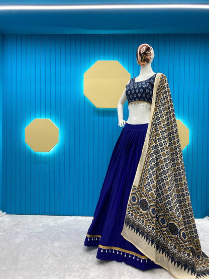 Blue Fancy Santoon With Kodi Lace Work Navratri Lehenga Choli