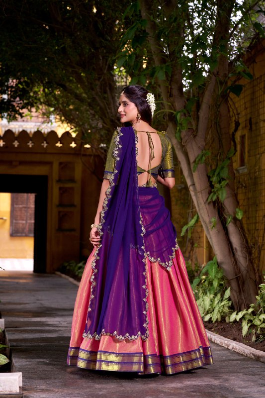 Purple Kanchipuram Zari Weaving Work Work Lehenga Choli
