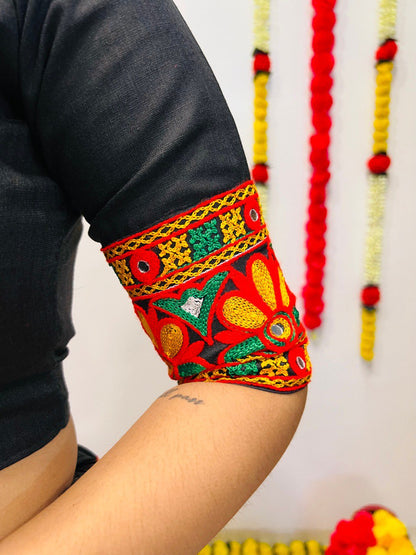 Black Cotton Silk Gamthi Work Butta Lace Work Navratri Lehenga Choli