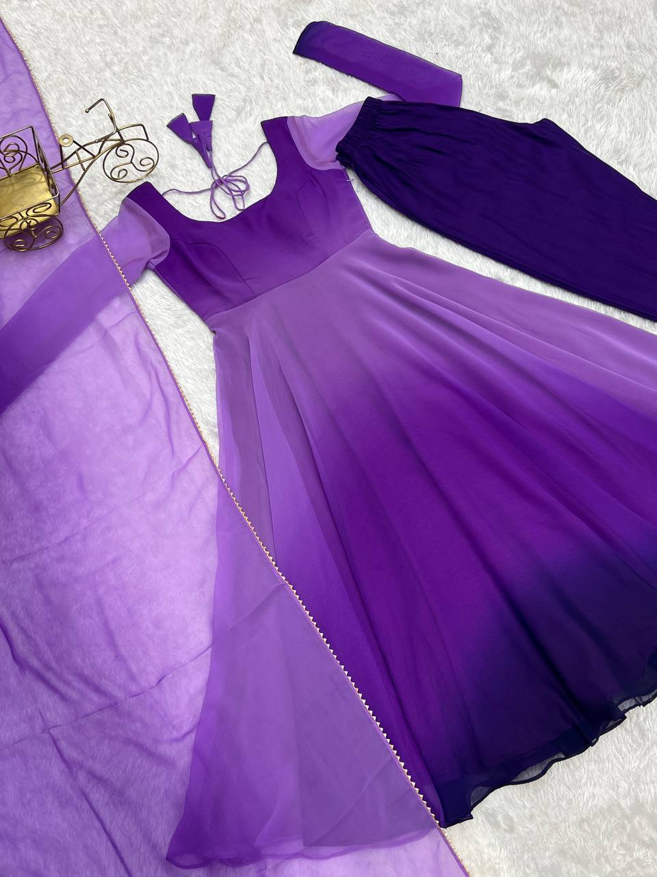 Purple Pure Soft Fox Georgette Colourfull Padding Anarkali Salwar Suit