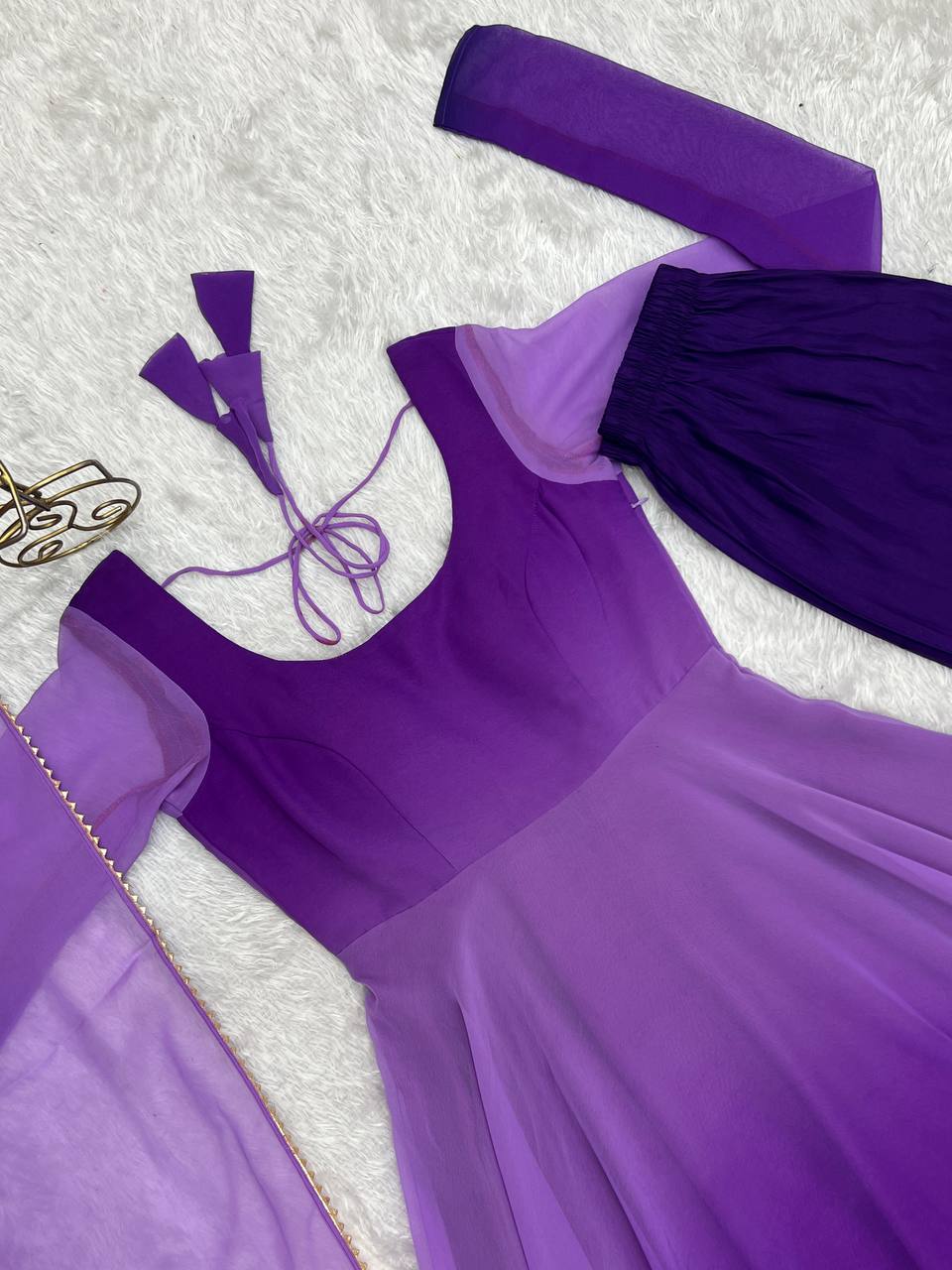 Purple Pure Soft Fox Georgette Colourfull Padding Anarkali Salwar Suit