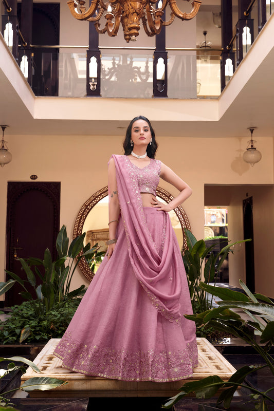 Pink New Crush Pearl Coding And Sequins Embroidery Work Lehenga Choli