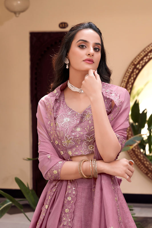 Pink New Crush Pearl Coding And Sequins Embroidery Work Lehenga Choli