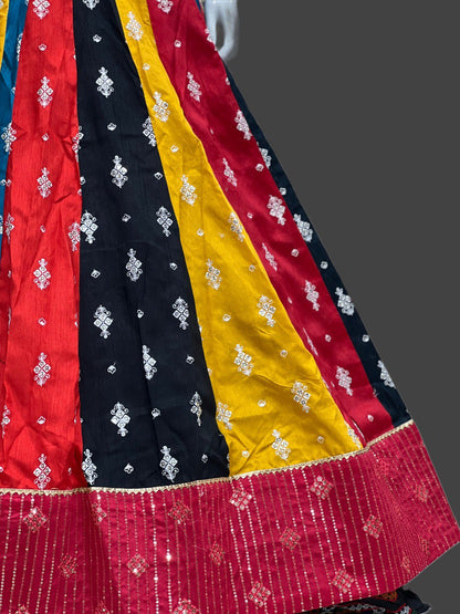 Rani Pure Cotton Silk Sequins Work Butta Work Navratri Lehenga Choli