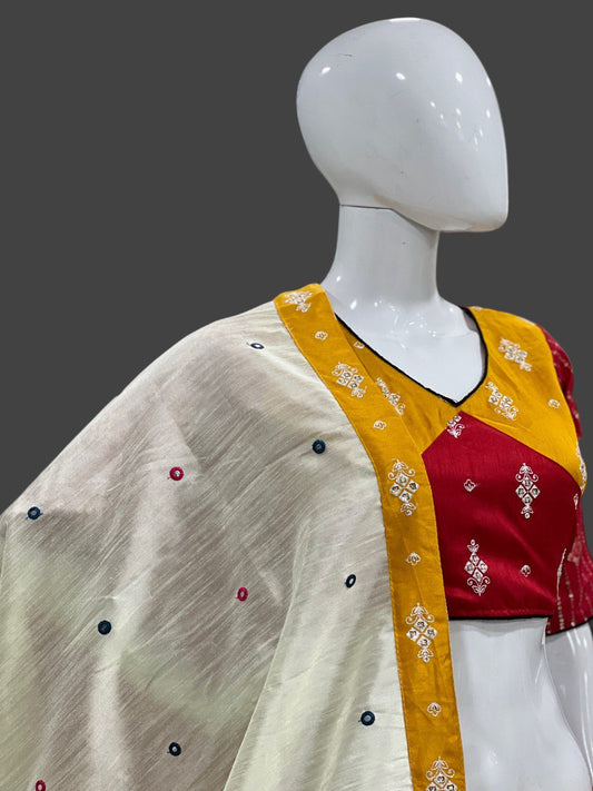 Rani Pure Cotton Silk Sequins Work Butta Work Navratri Lehenga Choli