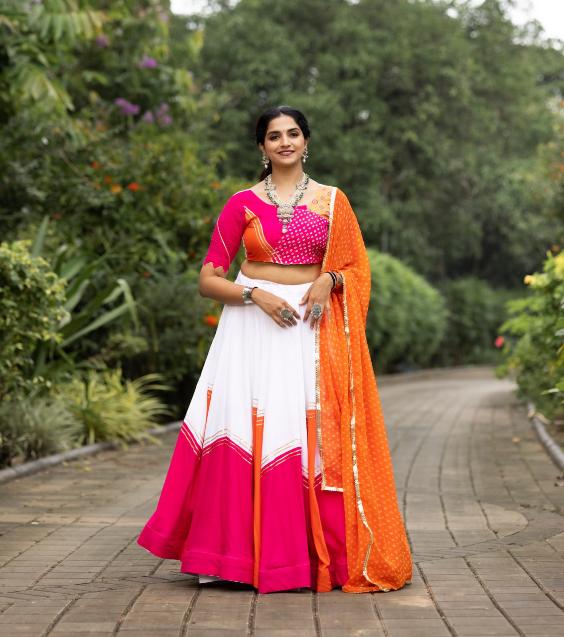 Pink Pure Rayon Cotton Fancy Stitched Navratri Lehenga Choli