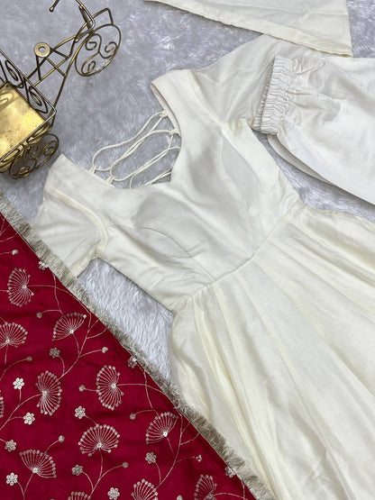 Dark Rani Vichitra Silk Festivities And Weddings Anarkali Salwar Suit