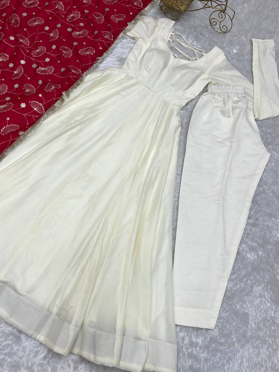 Dark Rani Vichitra Silk Festivities And Weddings Anarkali Salwar Suit