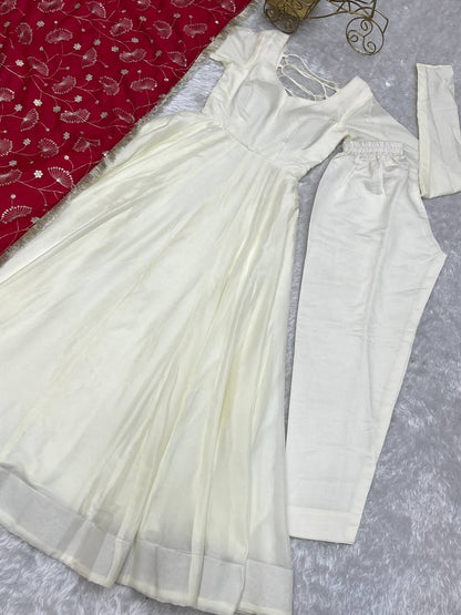 Dark Rani Vichitra Silk Festivities And Weddings Anarkali Salwar Suit