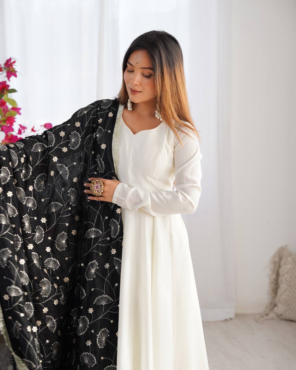 Black Vichitra Silk Festivities And Weddings Anarkali Salwar Suit