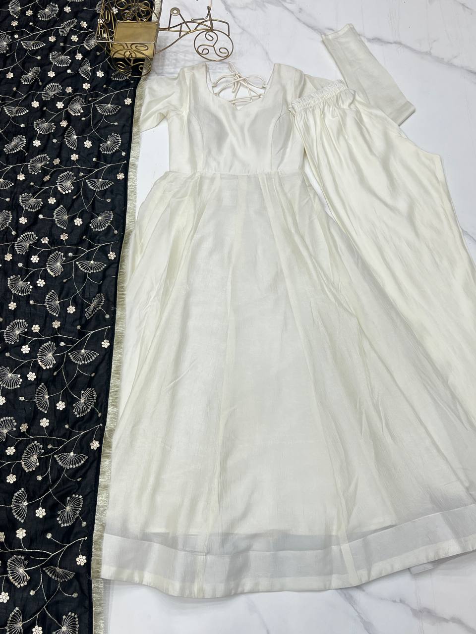 Black Vichitra Silk Festivities And Weddings Anarkali Salwar Suit