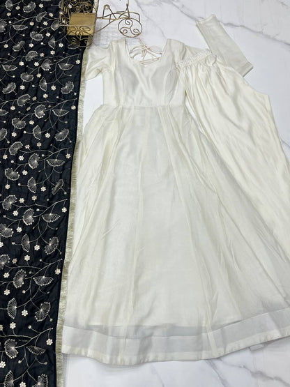 Black Vichitra Silk Festivities And Weddings Anarkali Salwar Suit