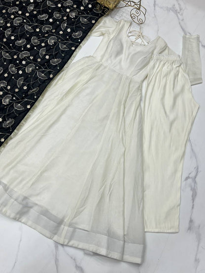 Black Vichitra Silk Festivities And Weddings Anarkali Salwar Suit