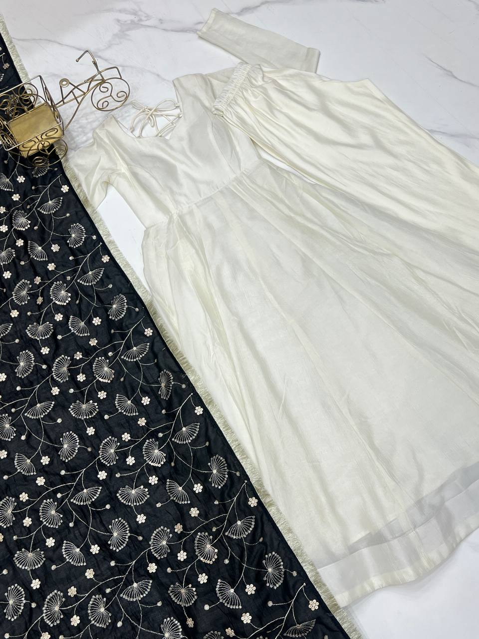 Black Vichitra Silk Festivities And Weddings Anarkali Salwar Suit