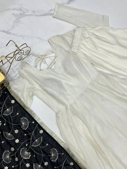 Black Vichitra Silk Festivities And Weddings Anarkali Salwar Suit