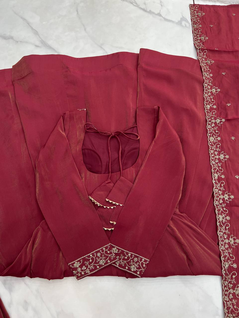 Maroon Chanderi Silk Festivities And Weddings Anarkali Salwar Suit