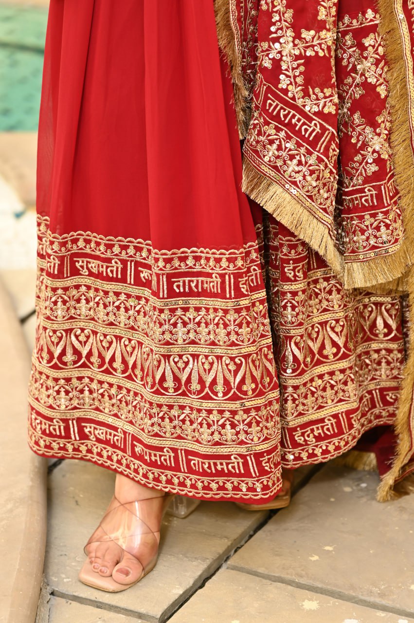 Maroon Faux Blooming With Embroidery Zari Sequins Work Gown